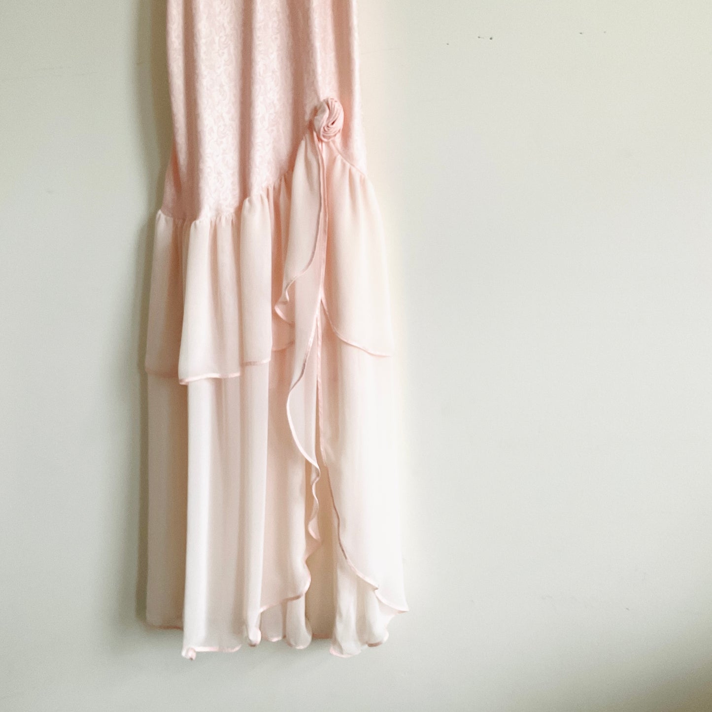 Vintage Pink Jacquard Maxi Slip Dress