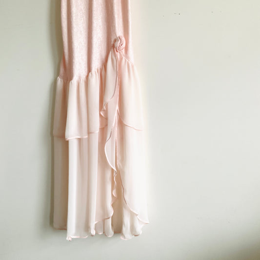 Vintage Pink Jacquard Maxi Slip Dress