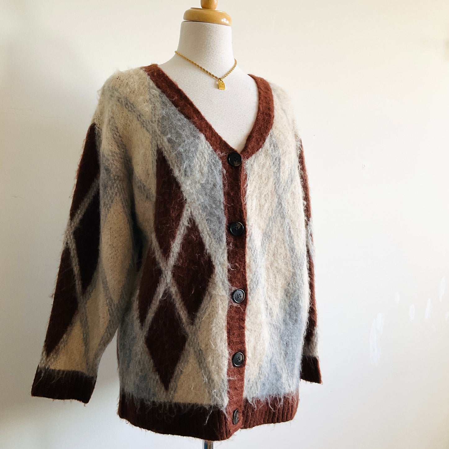 Boutique Shetland Argyle Knit Cardigan