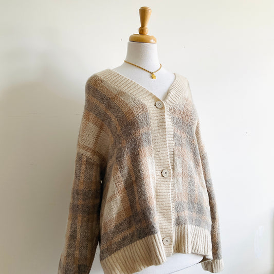 Oak + Fort Plaid Knit Cardigan