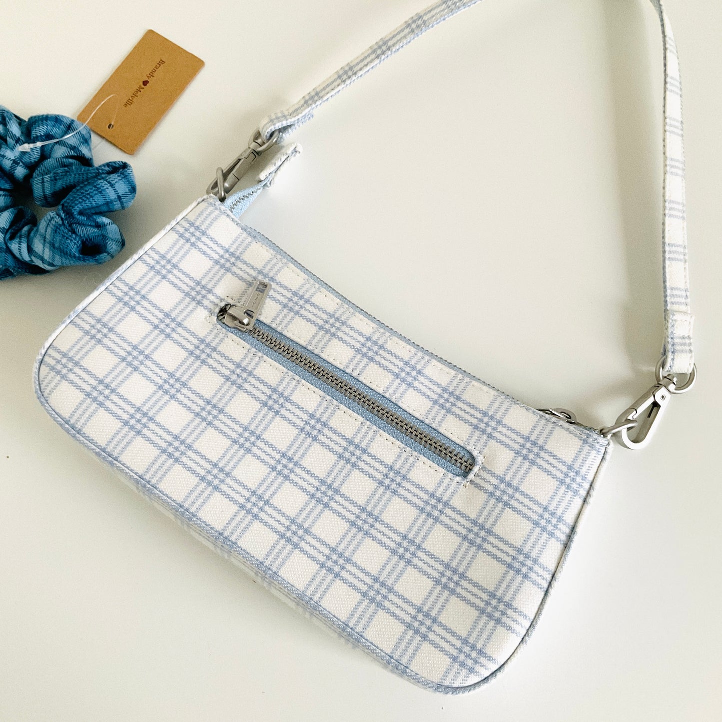 Brandy Melville Plaid Shoulder Bag & Plaid Scrunchie Set