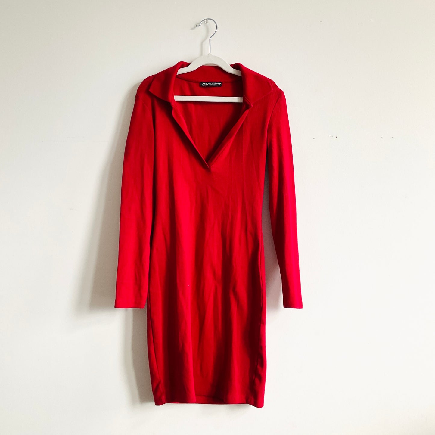 Zara Ribbed Polo Longsleeve Dress