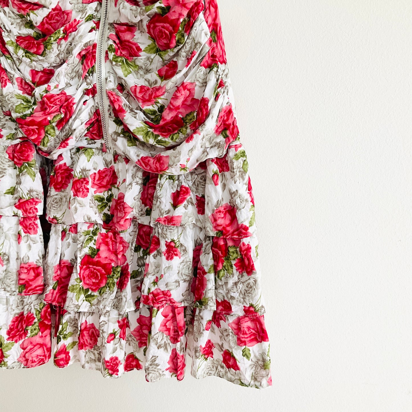 Rosy Floral Ruched Mini Dress