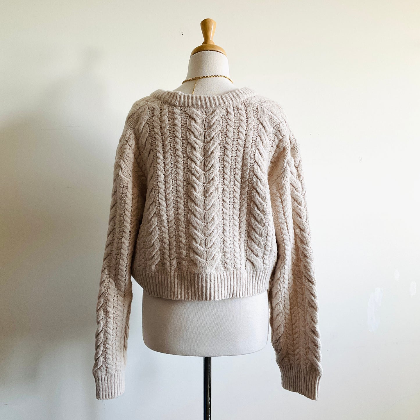 Oak + Fort Cable-knit Cropped Cardigan