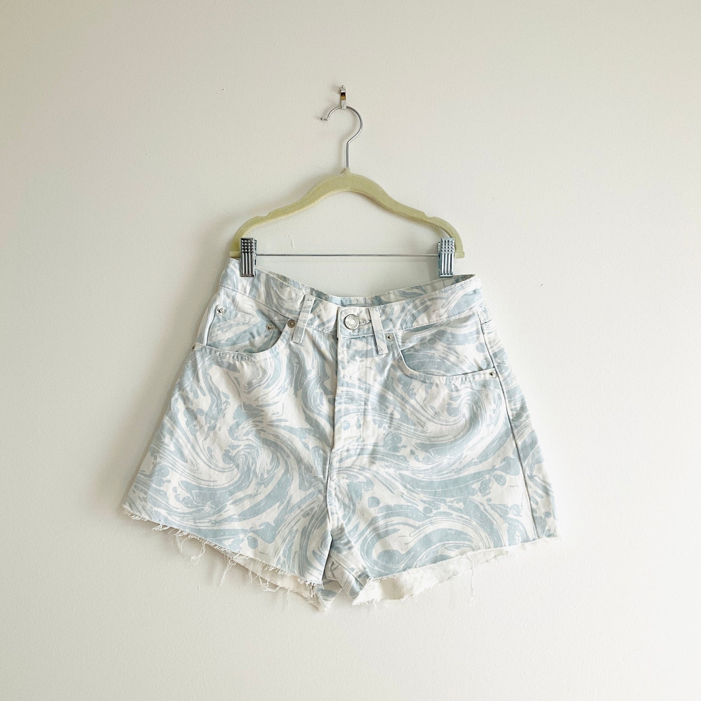 Zara Swirl Patterned Denim Shorts