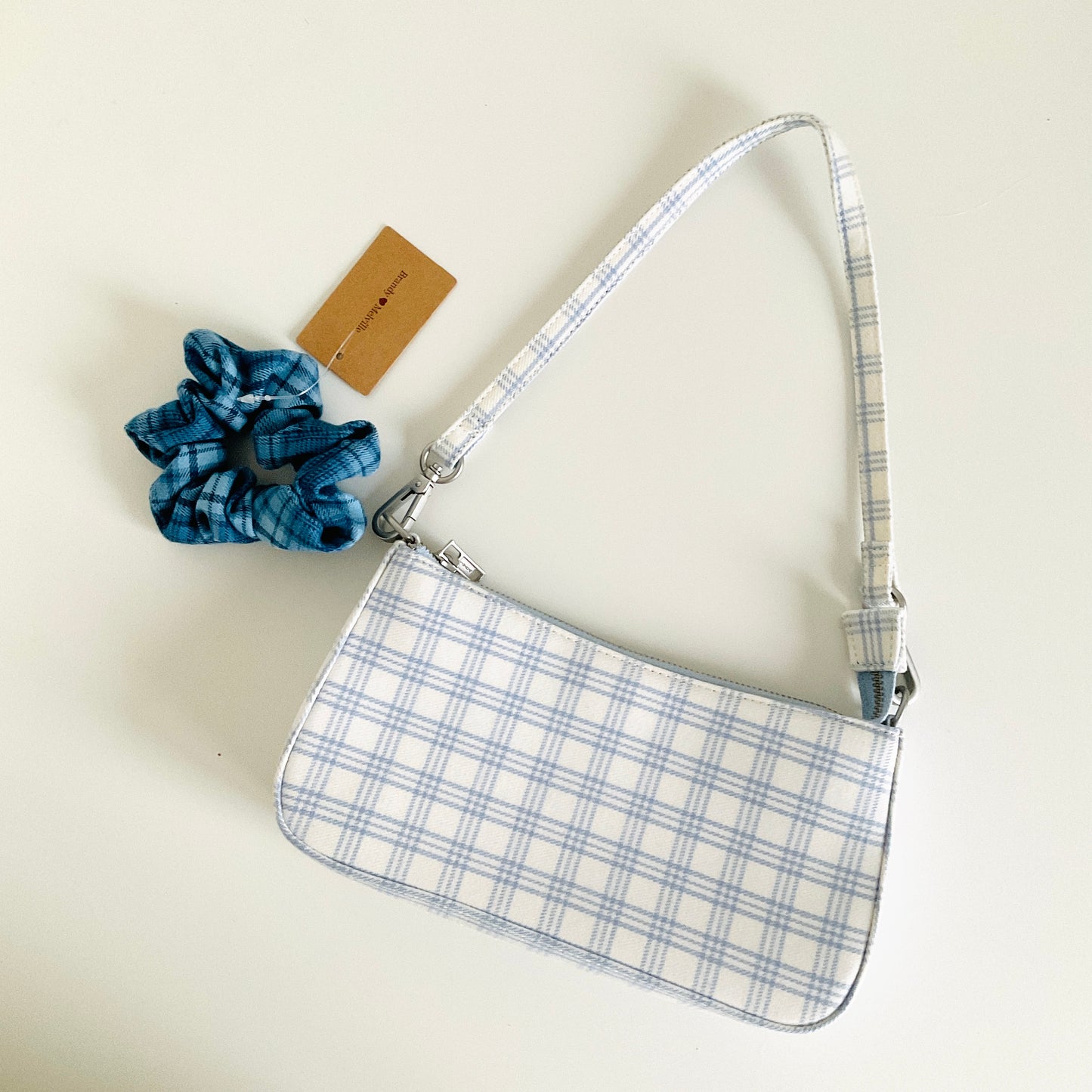 Brandy Melville Plaid Shoulder Bag & Plaid Scrunchie Set