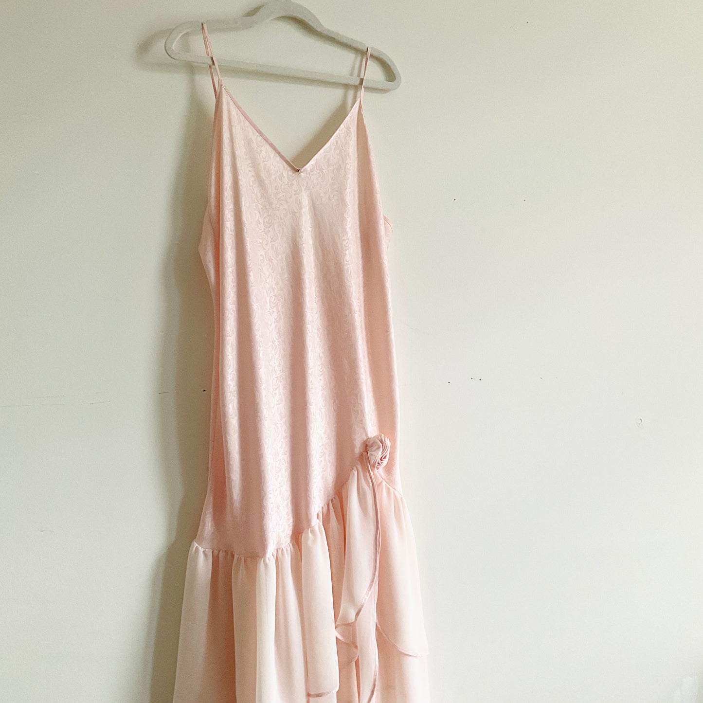 Vintage Pink Jacquard Maxi Slip Dress