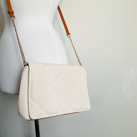 A New Day Quilted Linen Crossbody Bag