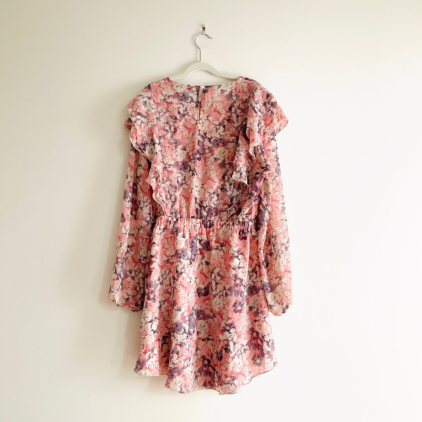 Simplee Floral Chiffon Ruffle Dress