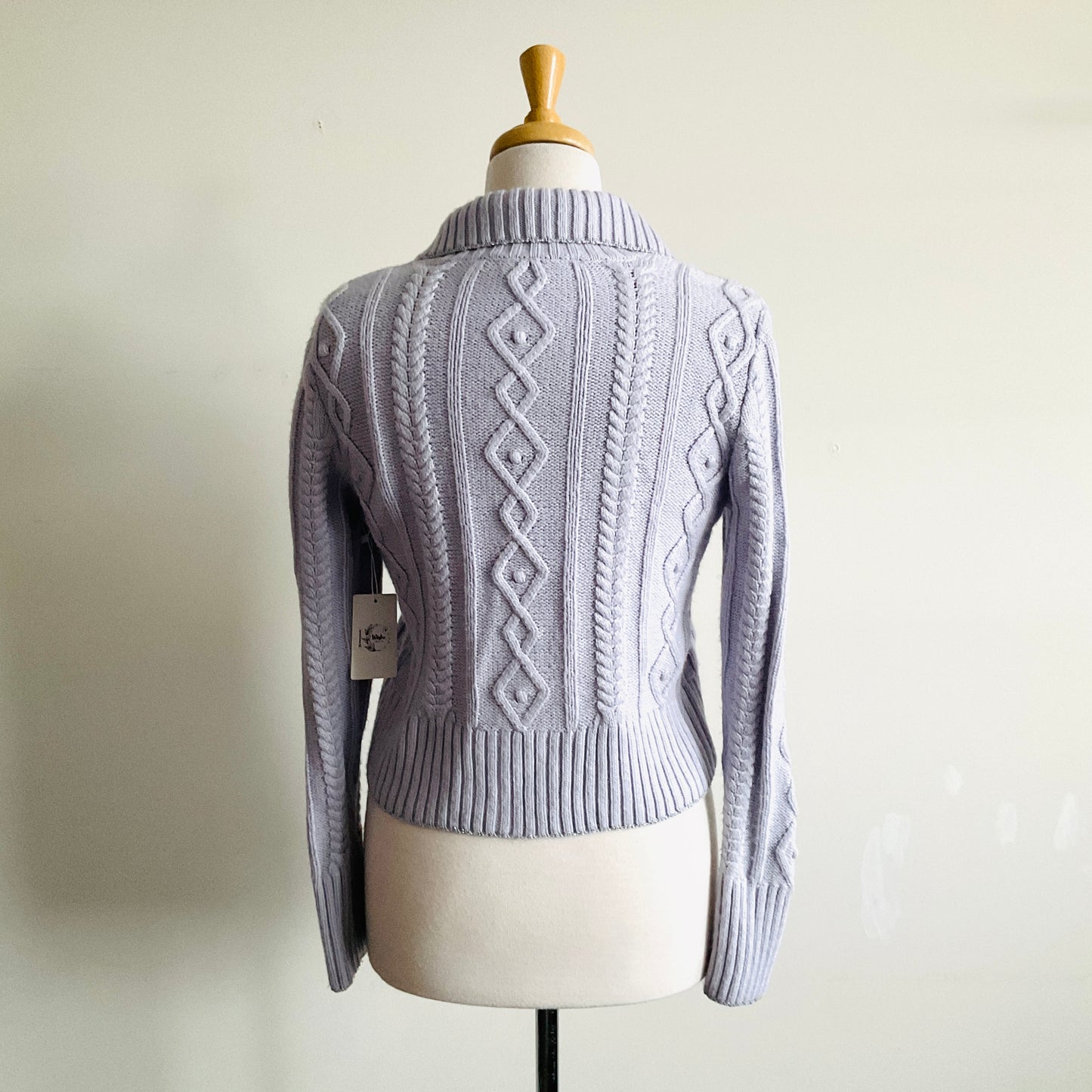 Zara Lilac Cable-knit Cardigan