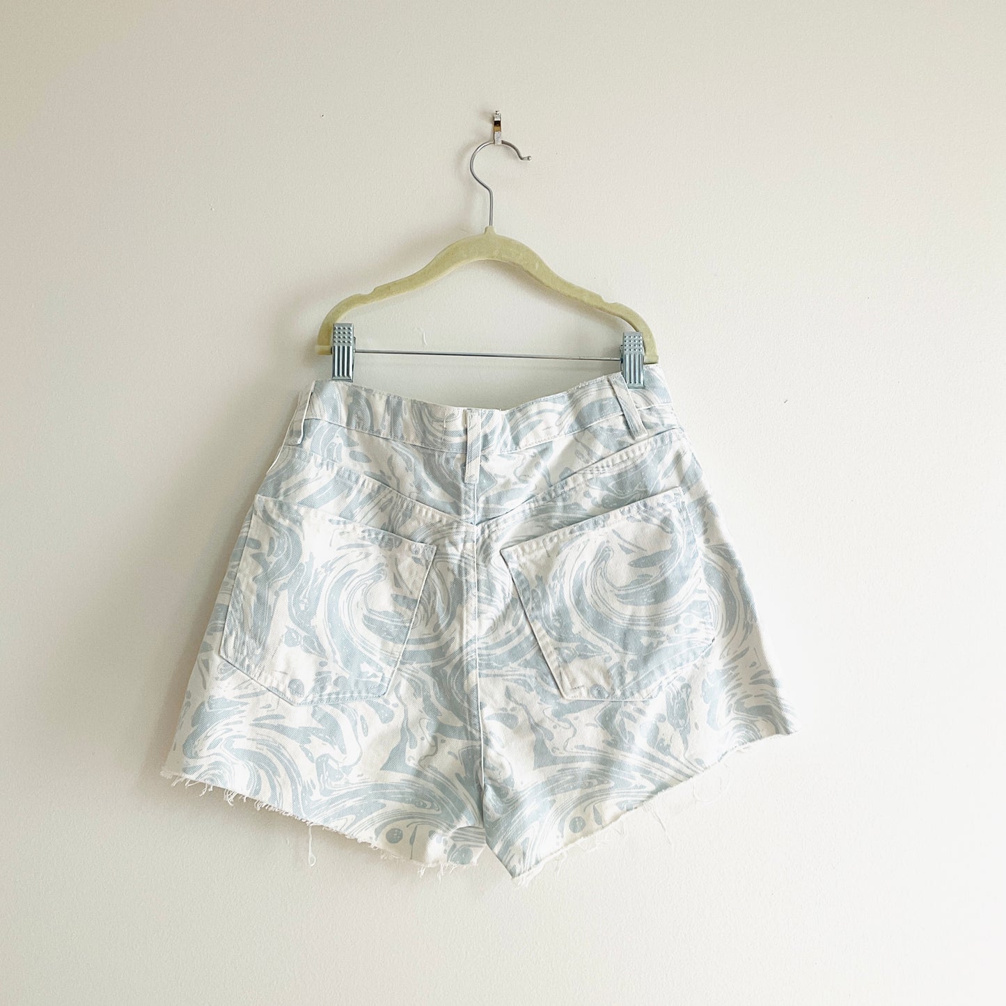 Zara Swirl Patterned Denim Shorts