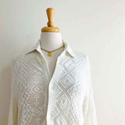 Zara Crochet Button-up Blouse