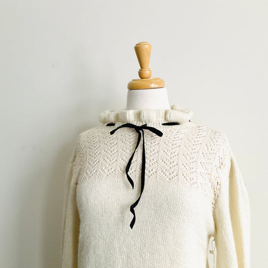 Zara Ribbon Knit Mockneck Sweater