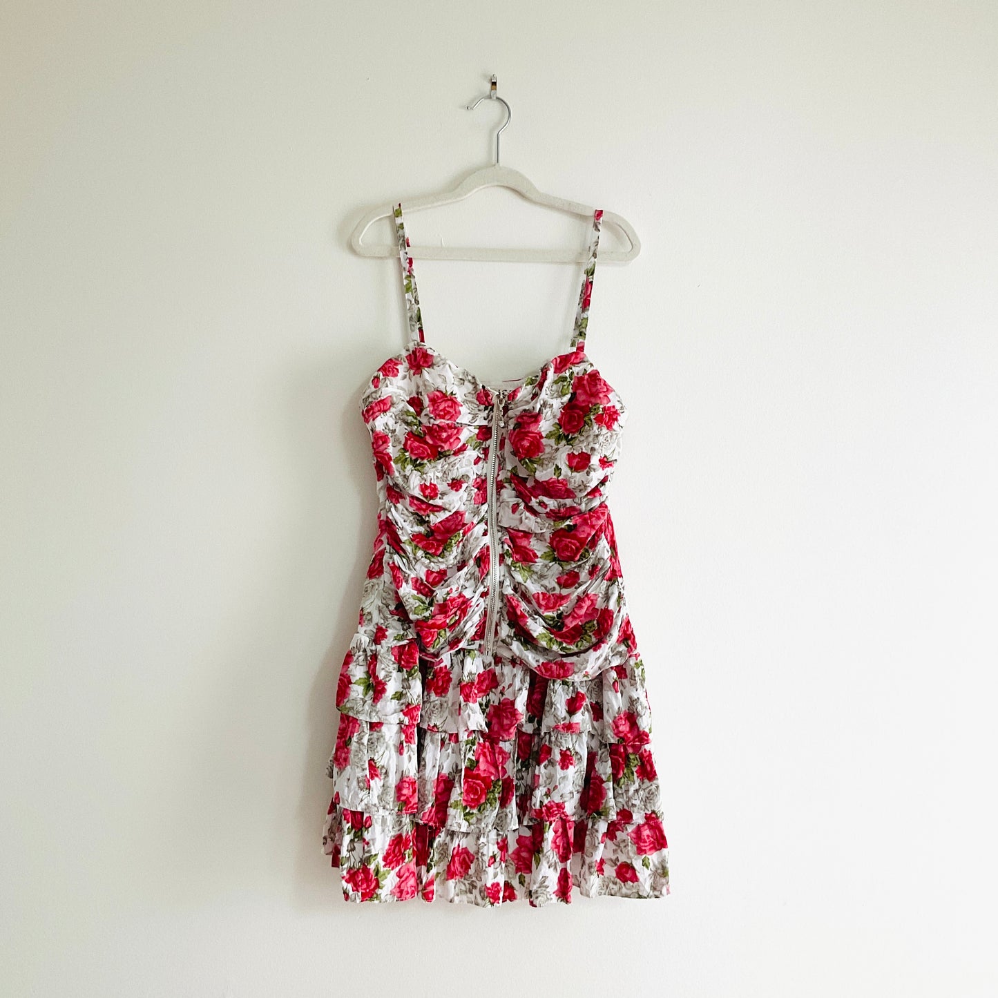 Rosy Floral Ruched Mini Dress