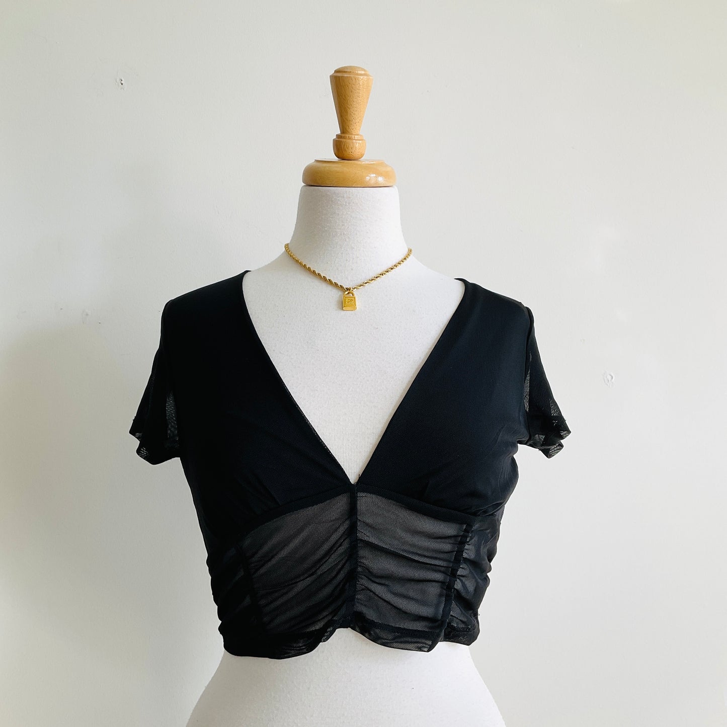 Garage Mesh Ruched Top