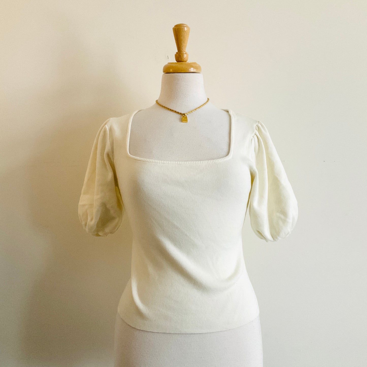 Oak + Fort Knit Puff-sleeve Top