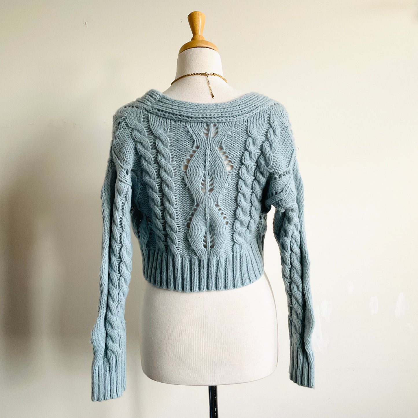 Soft Bows Tie-front Cable-knit Sweater