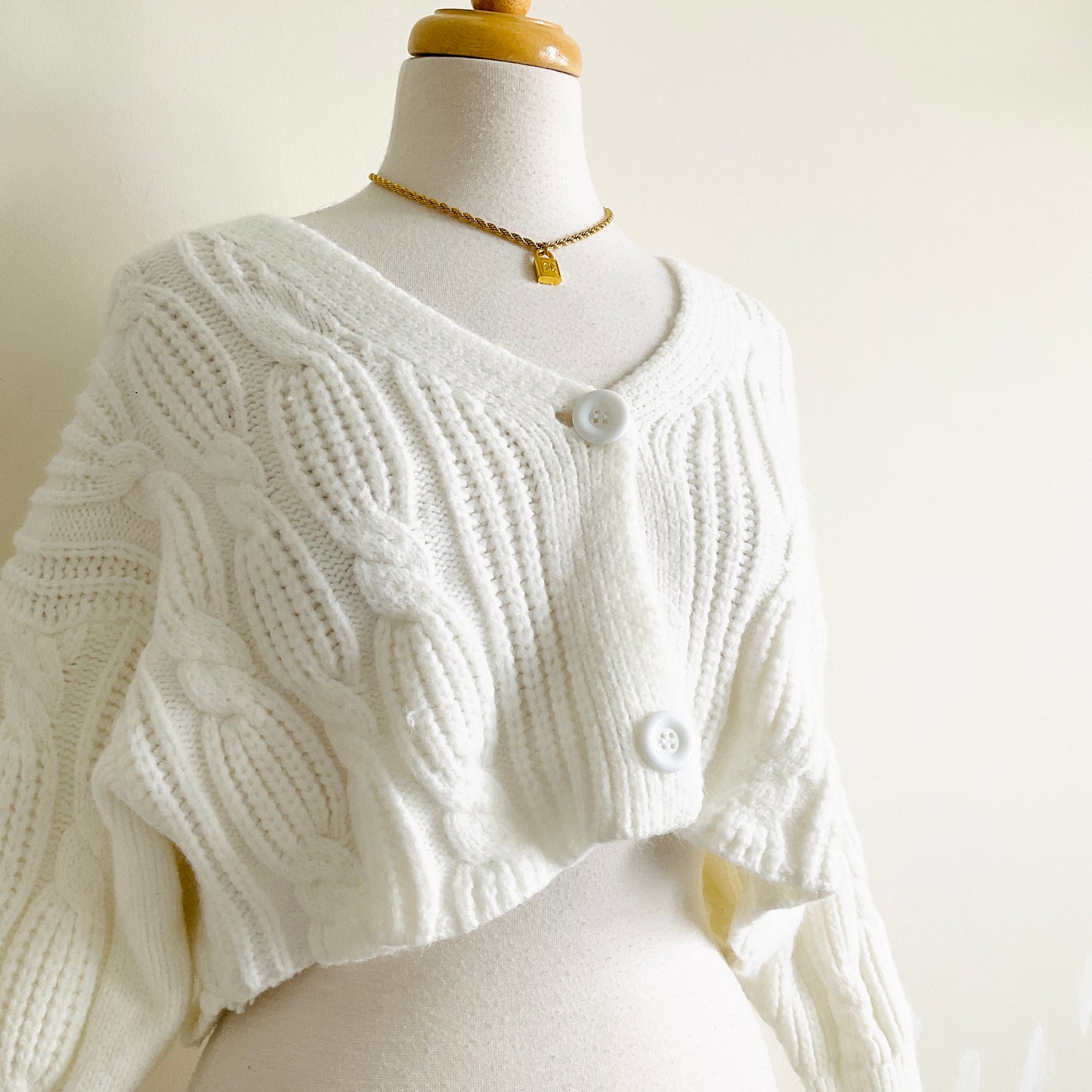 Shein Snowy Cable-knit Cardigan