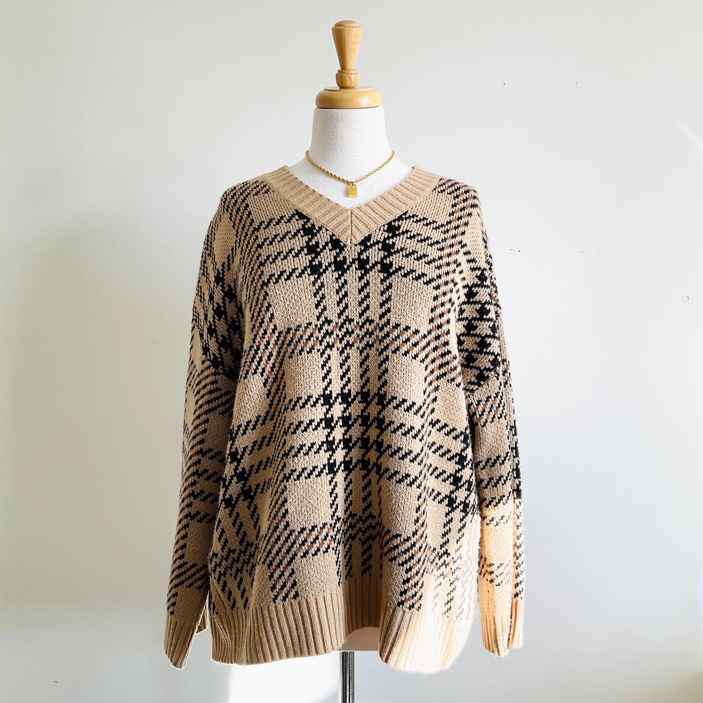 Oak + Fort Plaid Knit Sweater