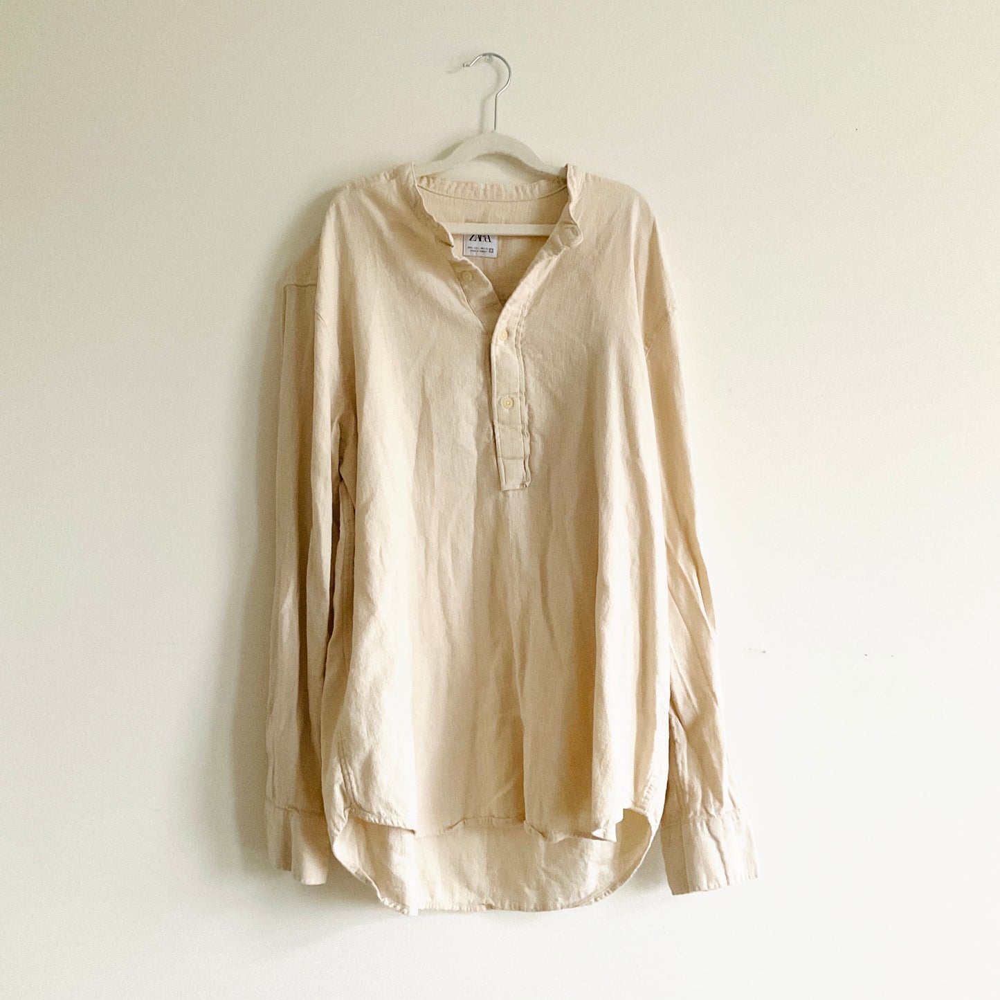 Zara Linen Henley Blouse