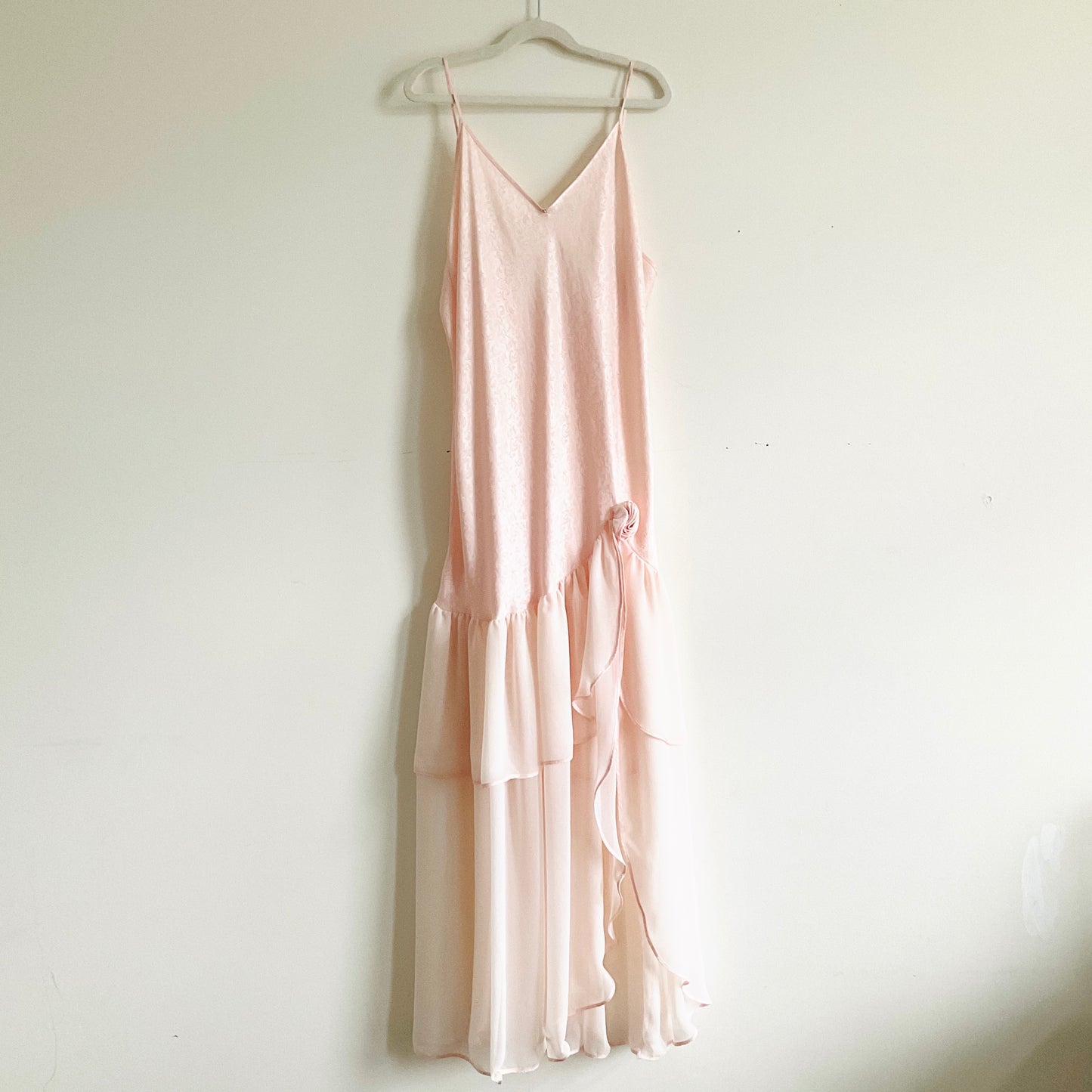 Vintage Pink Jacquard Maxi Slip Dress