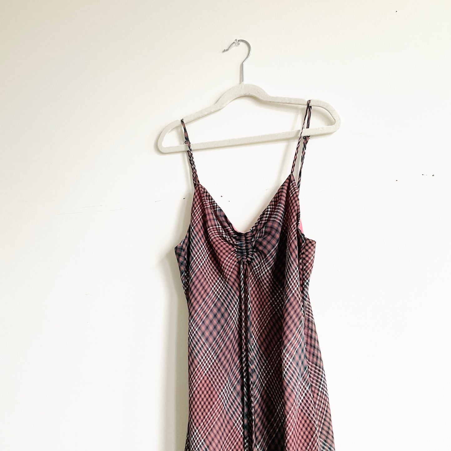 Urban Outfitters Mesh Plaid Mini Dress