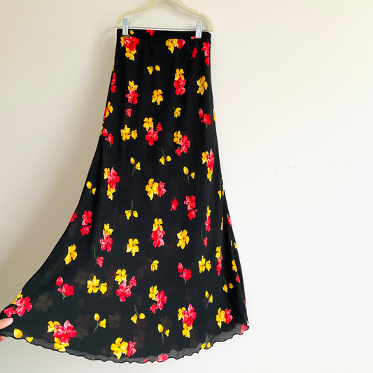 Boutique Floral Chiffon Maxi Skirt