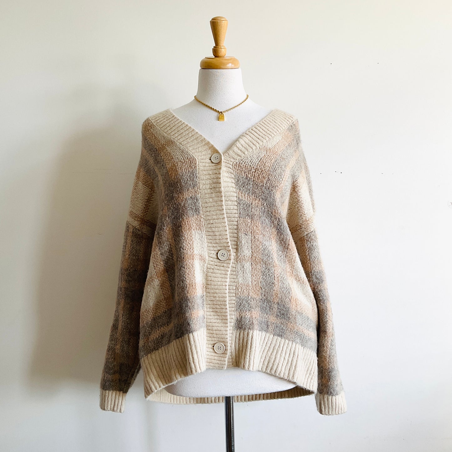 Oak + Fort Plaid Knit Cardigan