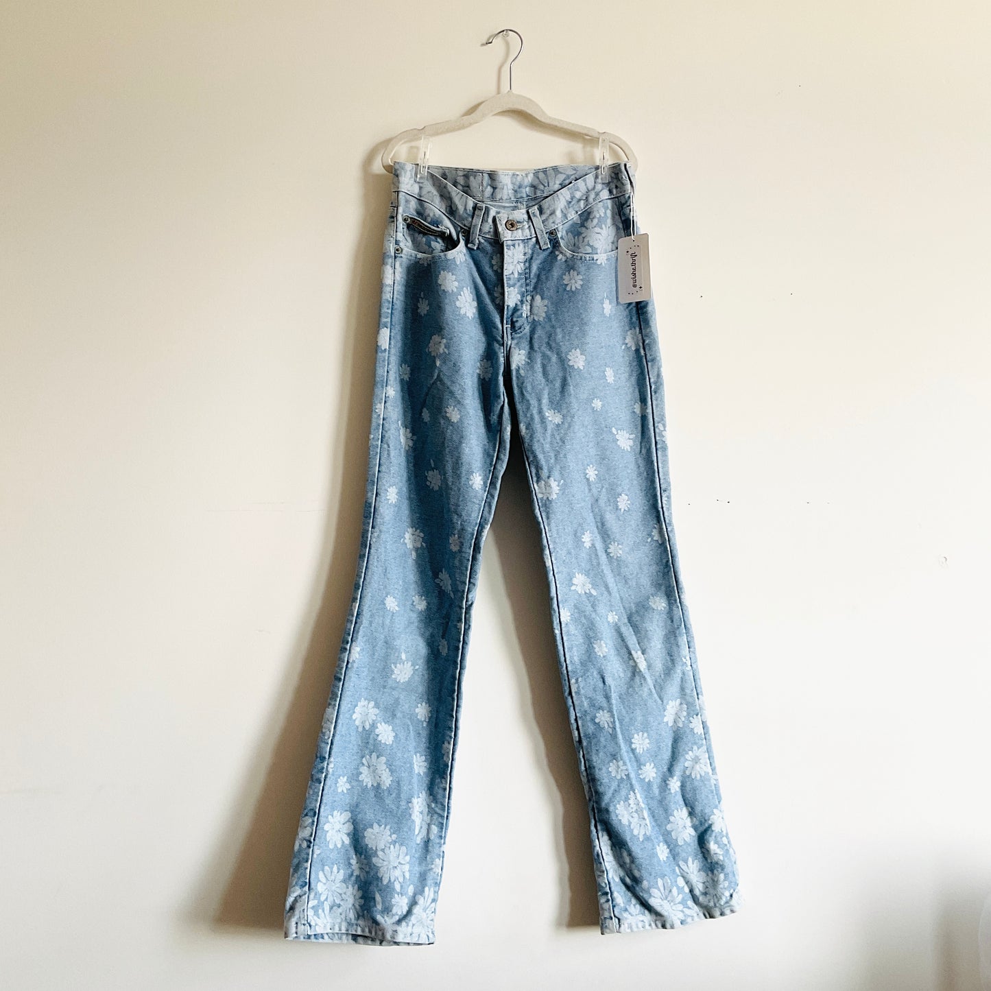 Boutique Floral Straight-leg Denim Pants