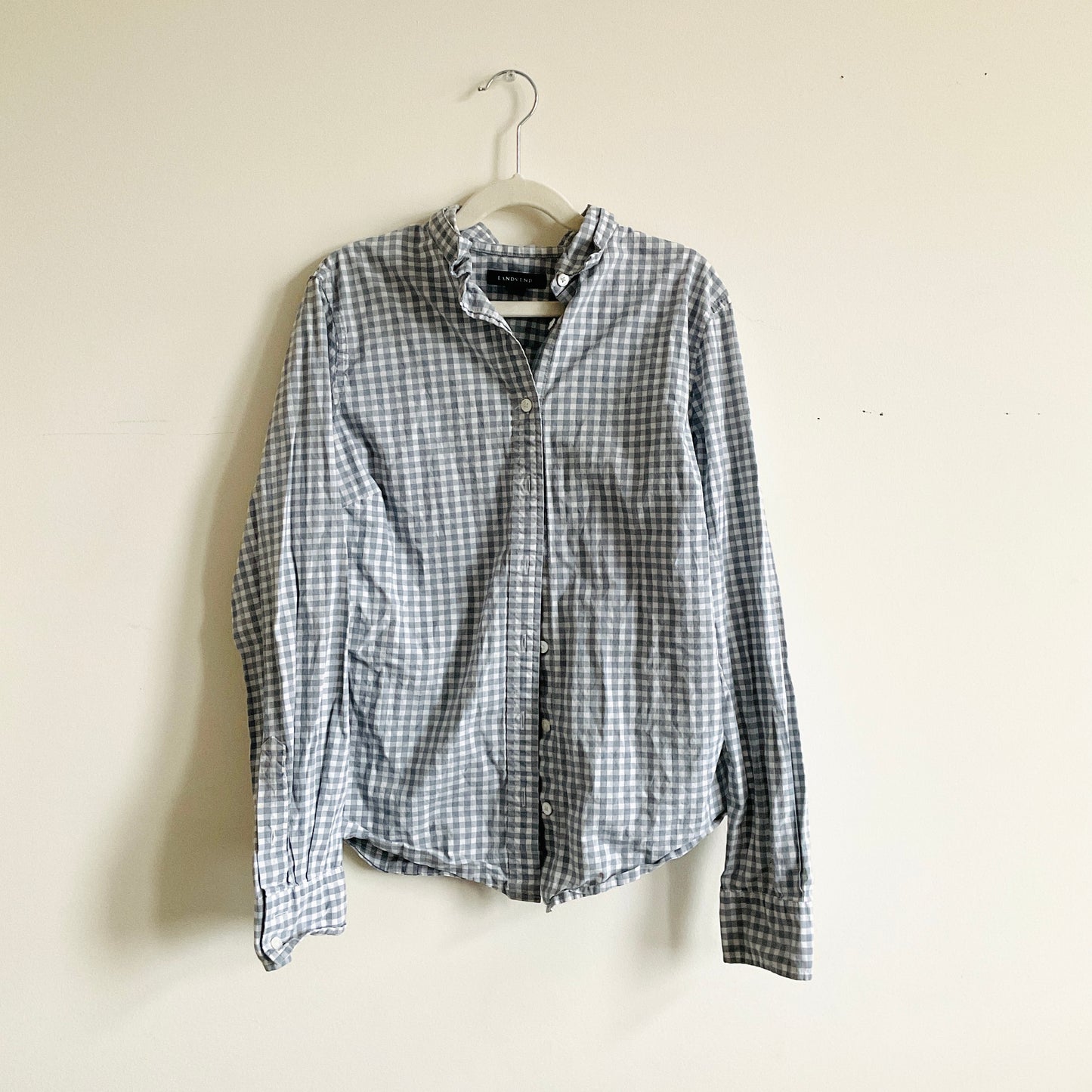 Lands End Blue Checkered Shirt